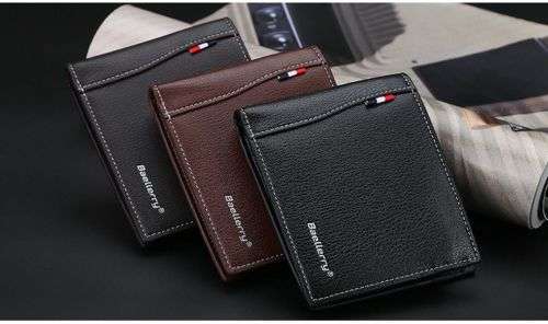 Baellerry - Wallets For Men PU Leather Bi-Fold Wallet and Card Knife - D9169Paris - Black