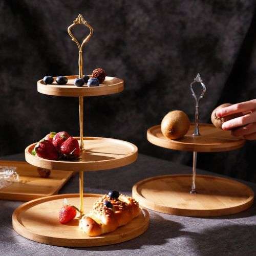 Multifunctional 3 Tier Bamboo serving Fruits & Cake Stand