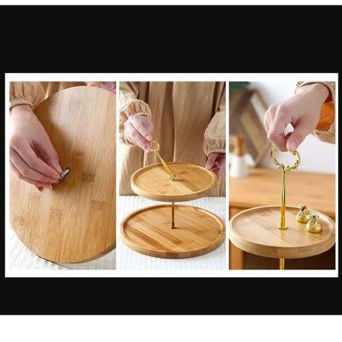 Multifunctional 3 Tier Bamboo serving Fruits & Cake Stand