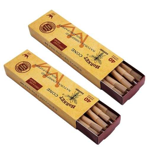 Hornet Pre-rolled Cones 11cm Hemp Rolling Paper Tips - 40 Cone Per Box