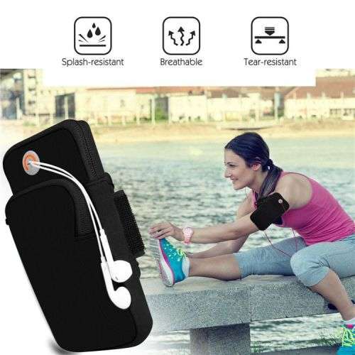 HIFI Earphone 6D Surround Bass S2000+ M6 Smart Band + Arm Bag For Cellphone - White