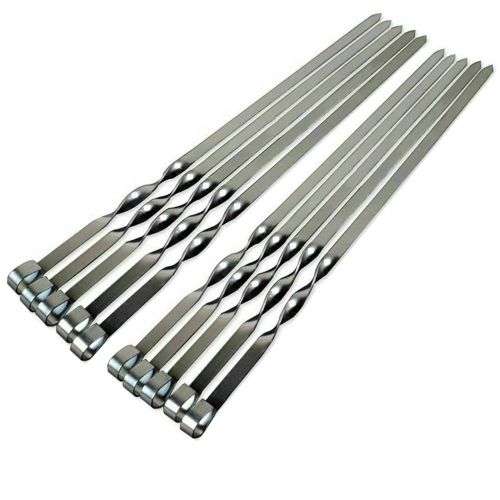 Stainless Steel Kebab Skewers Sticks for Braai & Grill - Pack Of 10 - 39cm