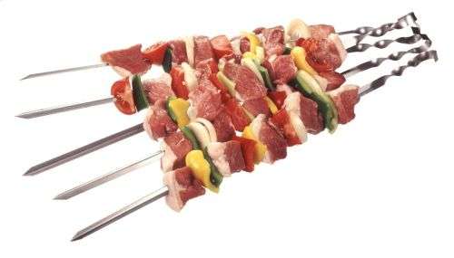 Stainless Steel Kebab Skewers Sticks for Braai & Grill - Pack Of 10 - 39cm