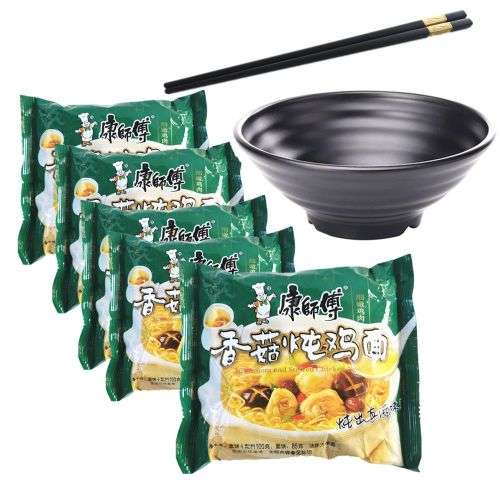 Ramen Instant Noodle,1 Ramen Bowl -Melamine & 1 Alloy Chopsticks -  Mushroom & Stewed Chicken  2400