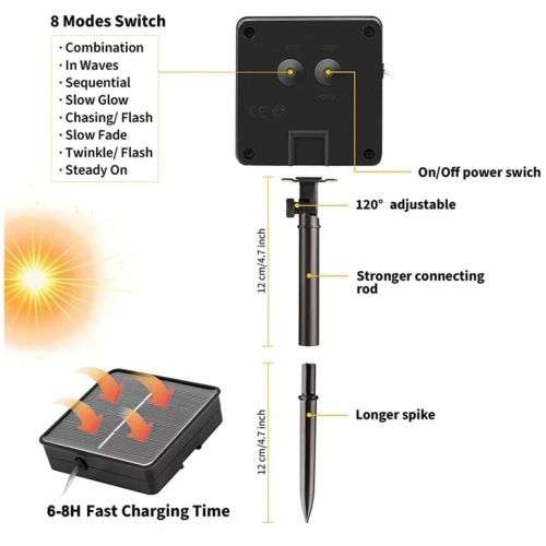 Solar Fairy LED Lights 10m - Pack of 4