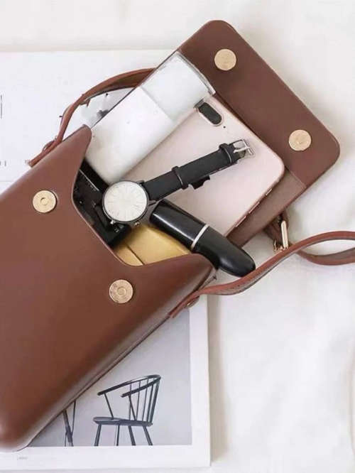 Sling Bag Crossbody Flap Shoulder Purse Phone Bag Handbag Minimalist -  Chocolate Brown