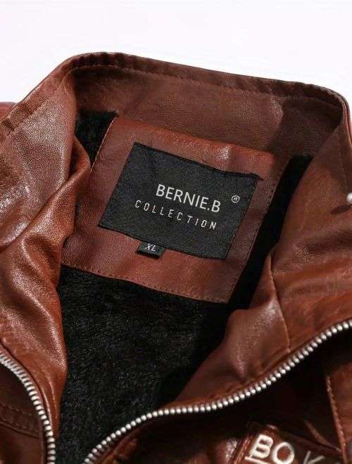 2023 Leather Jackets for Men Winter Bomber Jackets - Bike Jacket - Light Brown -  L