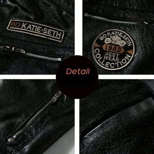 2023 Leather Jackets for Men Winter Bomber Jackets - Bike Jacket - Black -  L