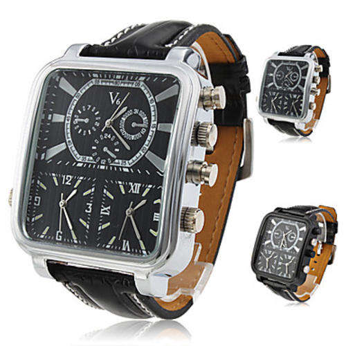 Mens Square Face Black Watch