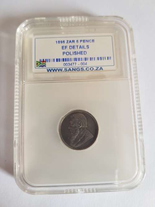 1896 ZAR 6PENCE EF DETAILS POLISHED