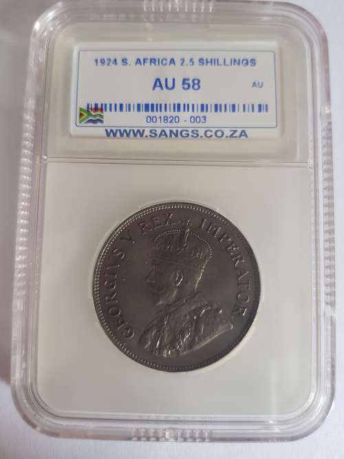 1924 S.AFRICA 2.5 SHILLINGS AU58