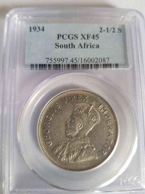 1934 S.AFRICA 2.5 SHILLINGS XF 45