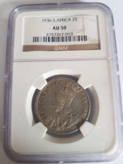 1936 S.AFRICA 2SHILLINGS AU50