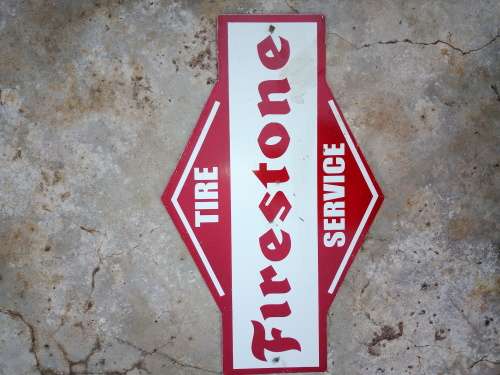 Firestone tire service metal painted sign