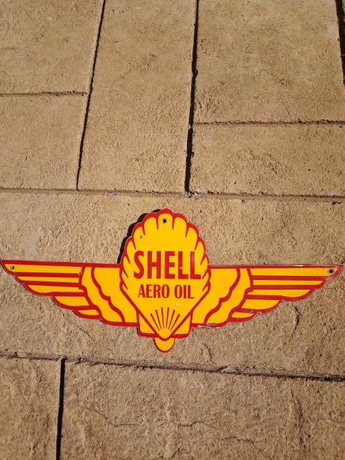 Shell aero oil metal painted sign