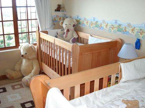 Solid Saligna Wood Sleigh Cot - NEW