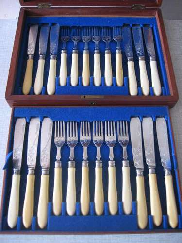 Boxed 24 piece bone fish set
