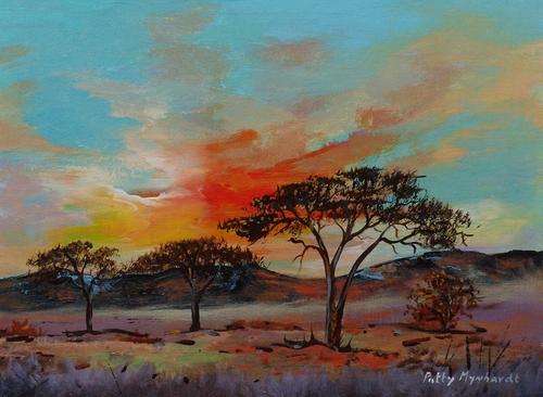Special !!! Bids start with R1.00 !!! Acrylic Painting by Patty Mynhardt (African Sunset)