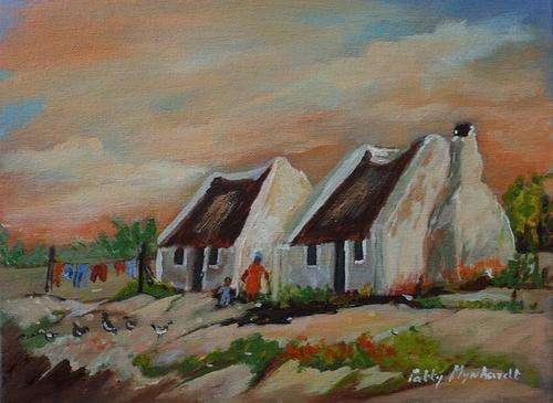 Crazy Special...Bids start with R1.00!!! Genuine Acrylic Painting by Patty Mynhardt "Village"