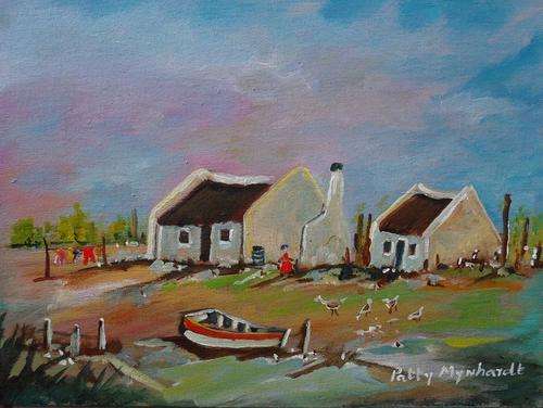 Crazy Special...Bids start with R1.00!!! Genuine Acrylic Painting by Patty Mynhardt "Village"