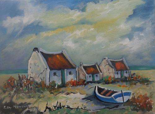 Crazy Special...Bids start with R1.00...!!! Acrylic Painting by Patty Mynhardt "Fishing Village"