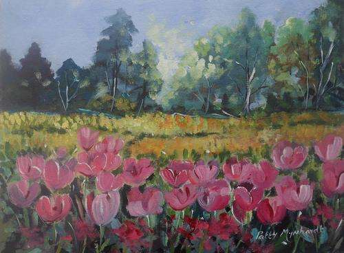 Crazy Special...Bids start with R1.00...!!! Acrylic Painting by Patty Mynhardt "Tulip Field"