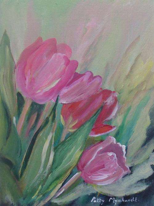 Crazy Special...Bids start with R1.00...!!! Acrylic Painting by Patty Mynhardt "Tulips"