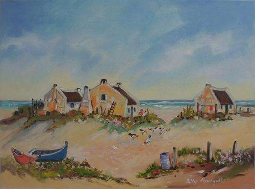 Crazy Special...Bids start with R1.00...!!! Oil Painting by Patty Mynhardt "Fishing Village"