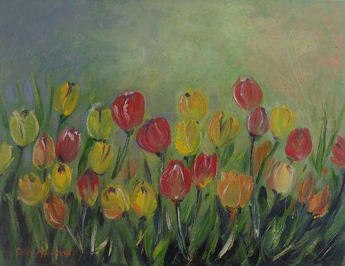 Crazy Special...Bids start with R1.00...!!! Oil Painting by Patty Mynhardt "Tulips"