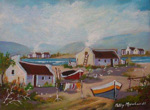 SPECIAL !!! Acrylic Painting by Patty Mynhardt "Fishing Village"