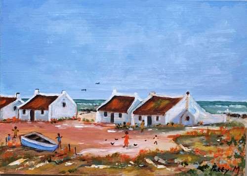Crazy Wednesday Special...!!! Acrylic Painting "Fishing Village 6" by Patty Mynhardt