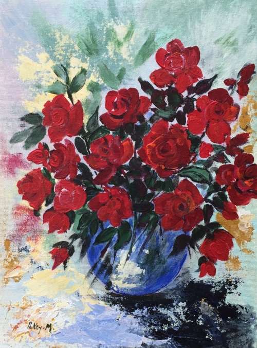 Crazy Wednesday Special...!!! Acrylic Painting "Roses" by Patty Mynhardt
