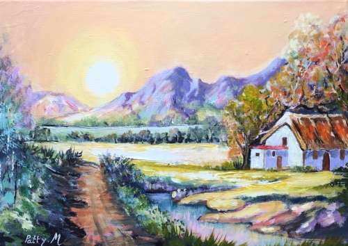 Original Painting by S.A. Artist Patty Mynhardt - "Nasturtiums"
