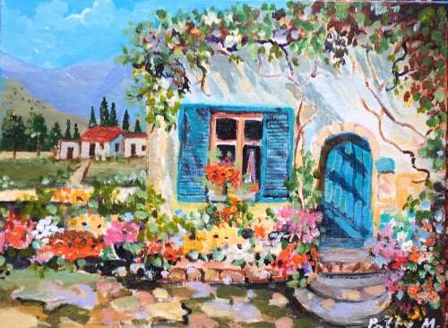 Original Painting by S.A. Artist Patty Mynhardt - "Nasturtiums"