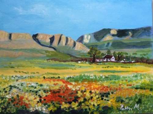 Original Painting by S.A. Artist Patty Mynhardt - "Windmill"