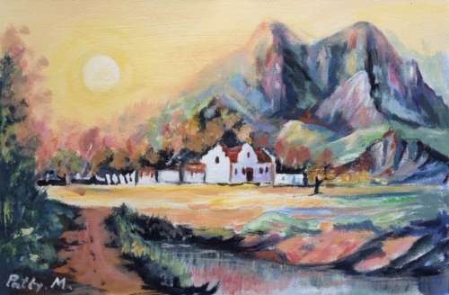 Original Painting by S.A. Artist Patty Mynhardt - "Windmill"