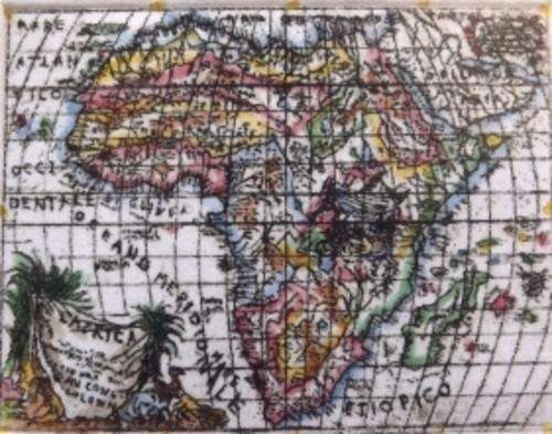 Beautiful miniature etching of 17th century map by Lyn Smuts - Limited Edition 42/100