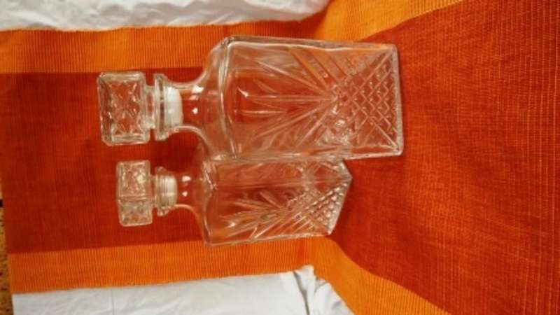 Exquisite pair of Italian Covetro glass decanters - Lead Crystal! ( with original stoppers )