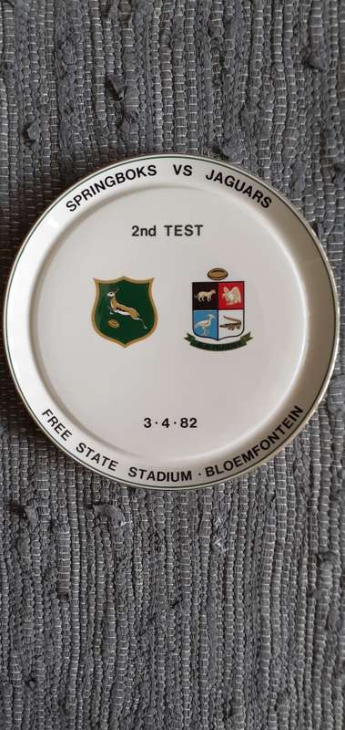 Rugby Commemorative Plate Springboks vs Jaguars 1982