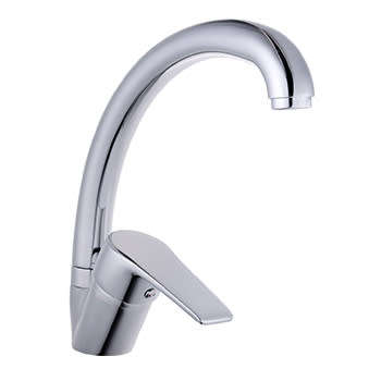 ROUND & SQUARE POLISHED CHROME KITCHEN DECK MIXER
