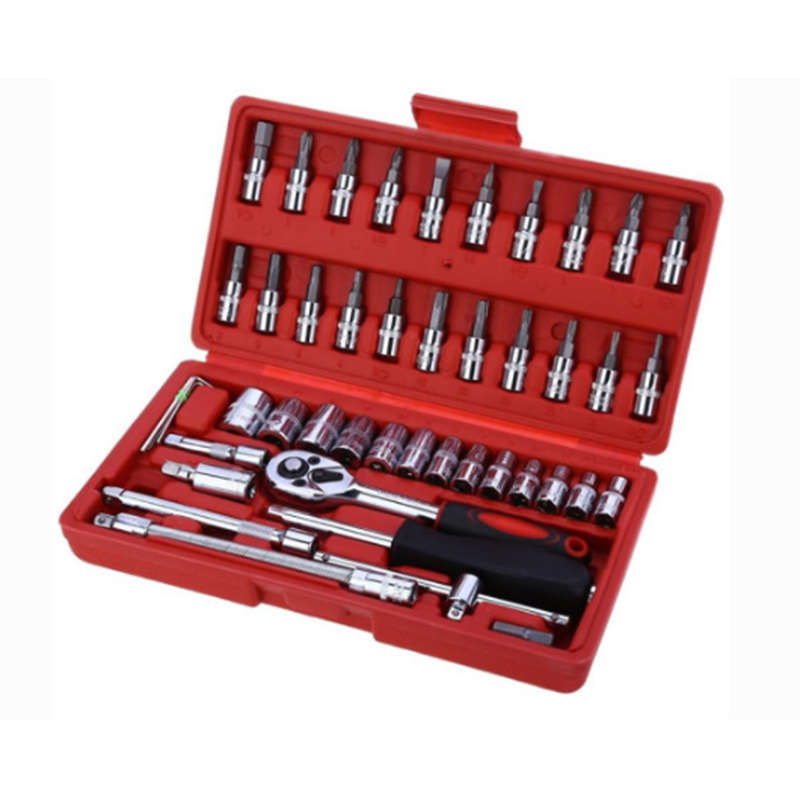 Convenient, Practical And Multi-Functional 46-Piece 1/4-Inch Socket Set Car Repair Tools Ratchet Wre