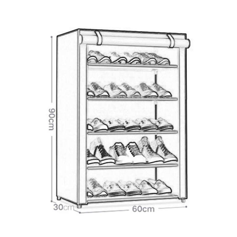 Convenient 5-Layer Multifunctional Storage Rack And Shoe Rack With Cover