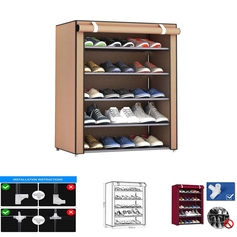 Convenient 5-Layer Multifunctional Storage Rack And Shoe Rack With Cover