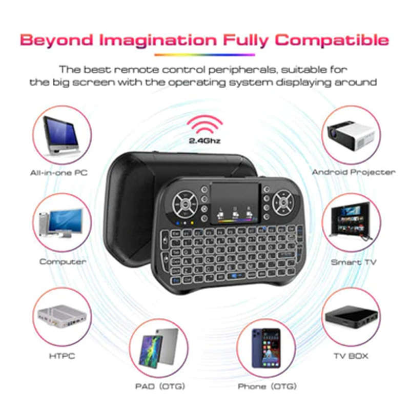 Convenient Mini 2.4G Backlit Wireless Bluetooth Keyboard Touchpad For Computer Tv Box