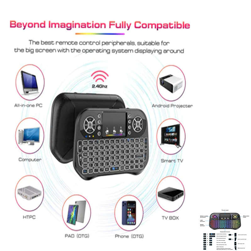Convenient Mini 2.4G Backlit Wireless Bluetooth Keyboard Touchpad For Computer Tv Box