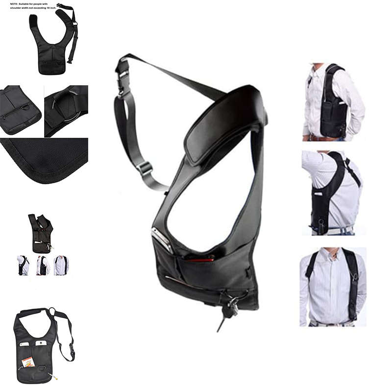Convenient Men`s Leather Holster Shoulder Strap Messenger Bag Underarm Shoulder Bag Mobile Phone Bag