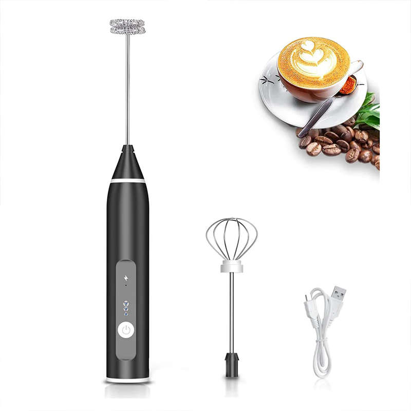 Essential Home Electric Blender Milk Frother Handheld Usb Rechargeable Beverage Frother 3 Speed