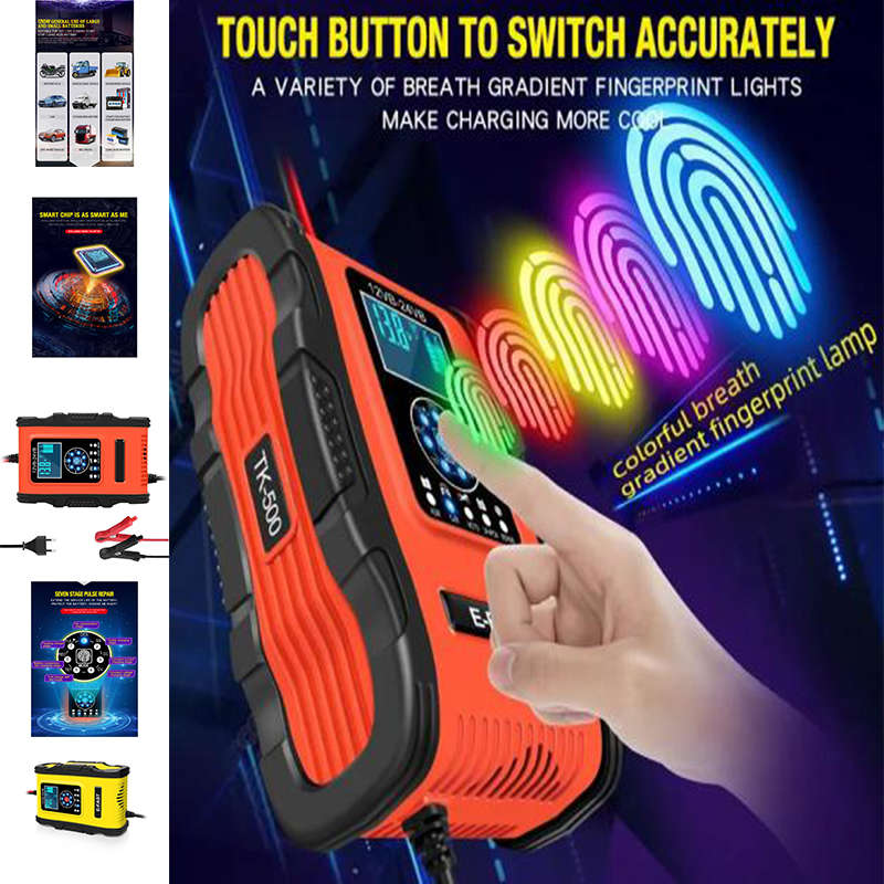 Car Essential 12V 24V 12A Automatic Smart Battery Charger For Gel Wet Agm Lithium Iron Lifepo4 Lipo
