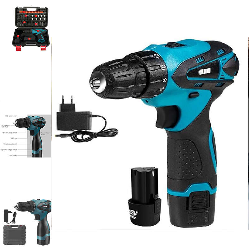 Electric Drill Set Cordless Combination Drill Lithium Ion Drill Screwdriver Accessories Set Electric