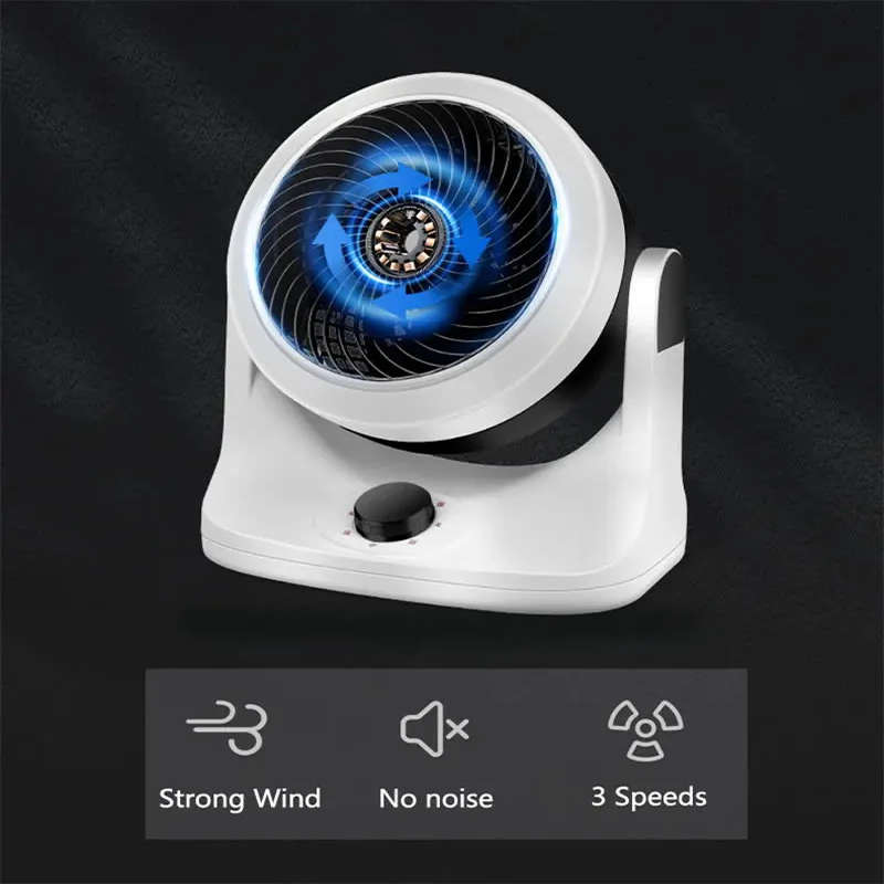 Powerful, Low-Noise Electric Air Circulation Desktop Fan With Base-Mounted Controller